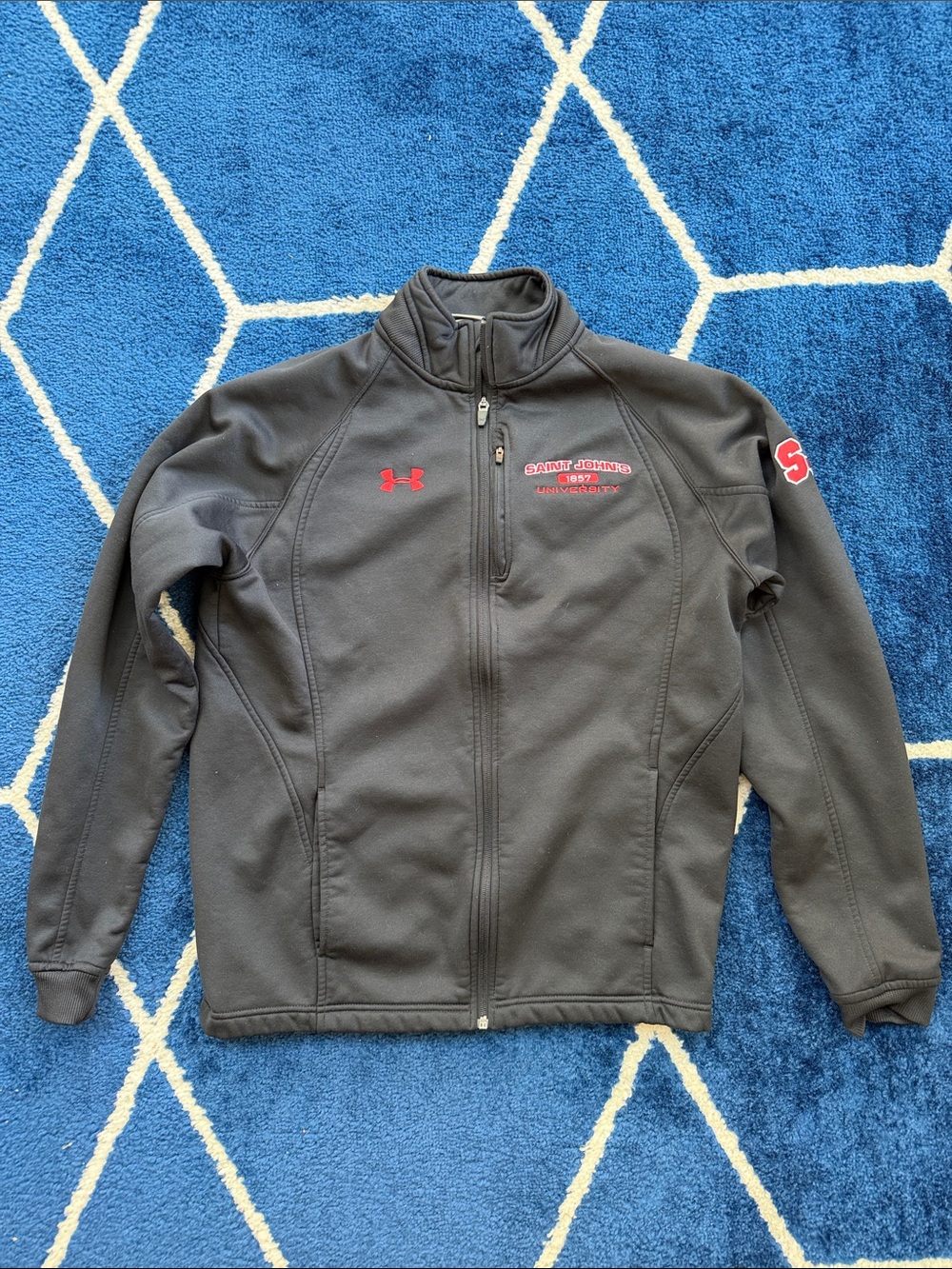 Under Armour black charcoal Full-Zip Jacket with Red st John’s Logos